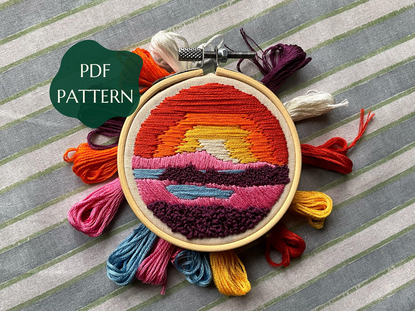 Sunrise on Heather - HAND EMBROIDERY PATTERN digital pdf
