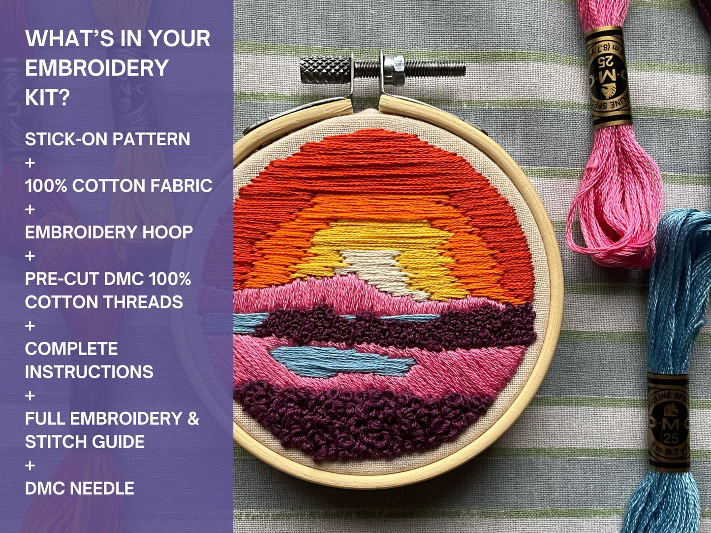 Sunrise on Heather - HAND EMBROIDERY KIT - Scottish Landscapes Collection