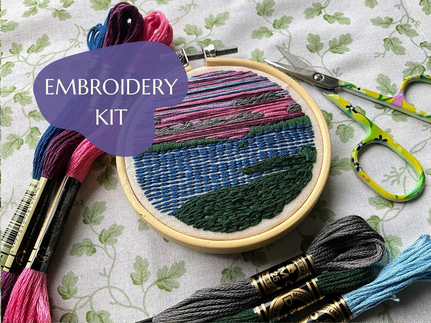 Sunset over Loch - HAND EMBROIDERY KIT - Scottish Landscapes Collection