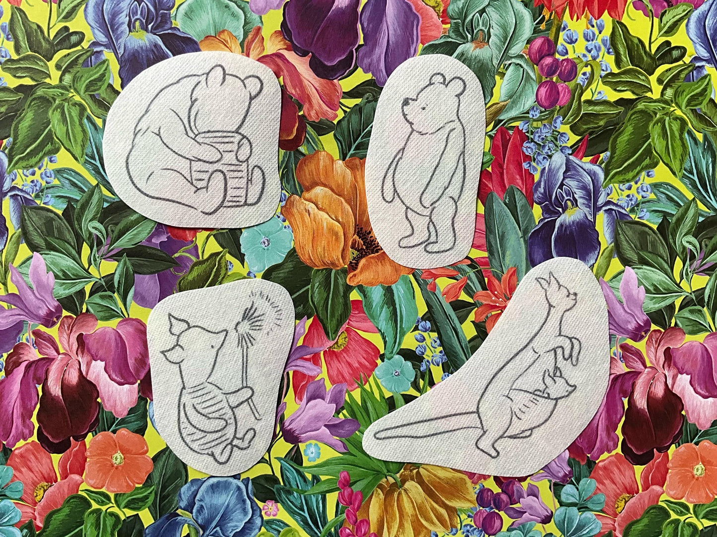 Winnie the Pooh + Friends STICK & STITCH Embroidery Patches - 7 water soluble stickers - washaway stabiliser, gift packaging
