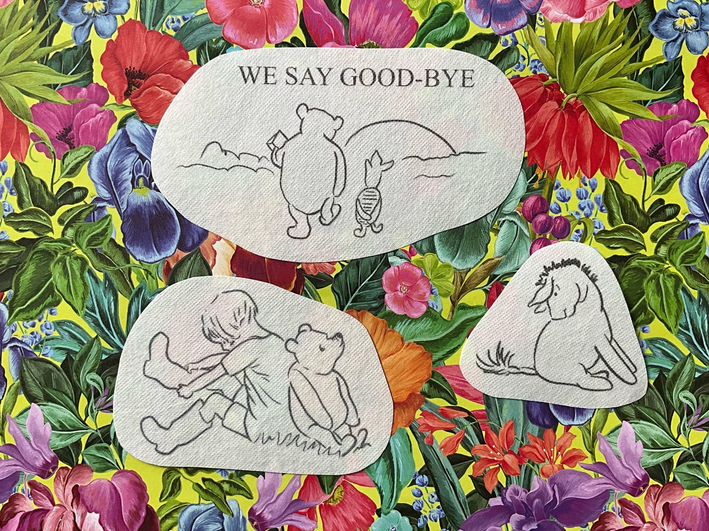Winnie the Pooh + Friends STICK & STITCH Embroidery Patches - 7 water soluble stickers - washaway stabiliser, gift packaging