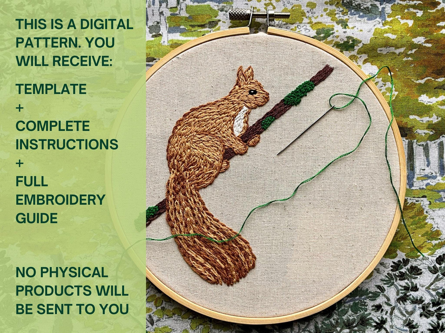 Skye the Red Squirrel - HAND EMBROIDERY PATTERN digital pdf