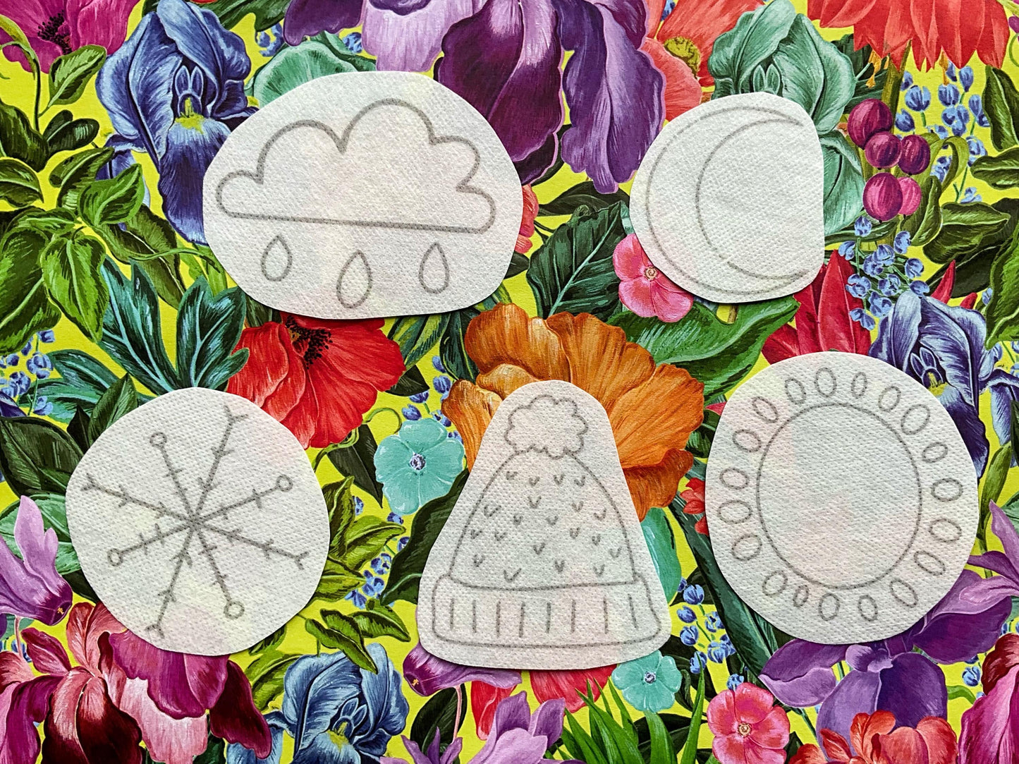Weather Patterns STICK & STITCH Embroidery Patches - 10 water soluble stickers - dissolvable washaway stabiliser