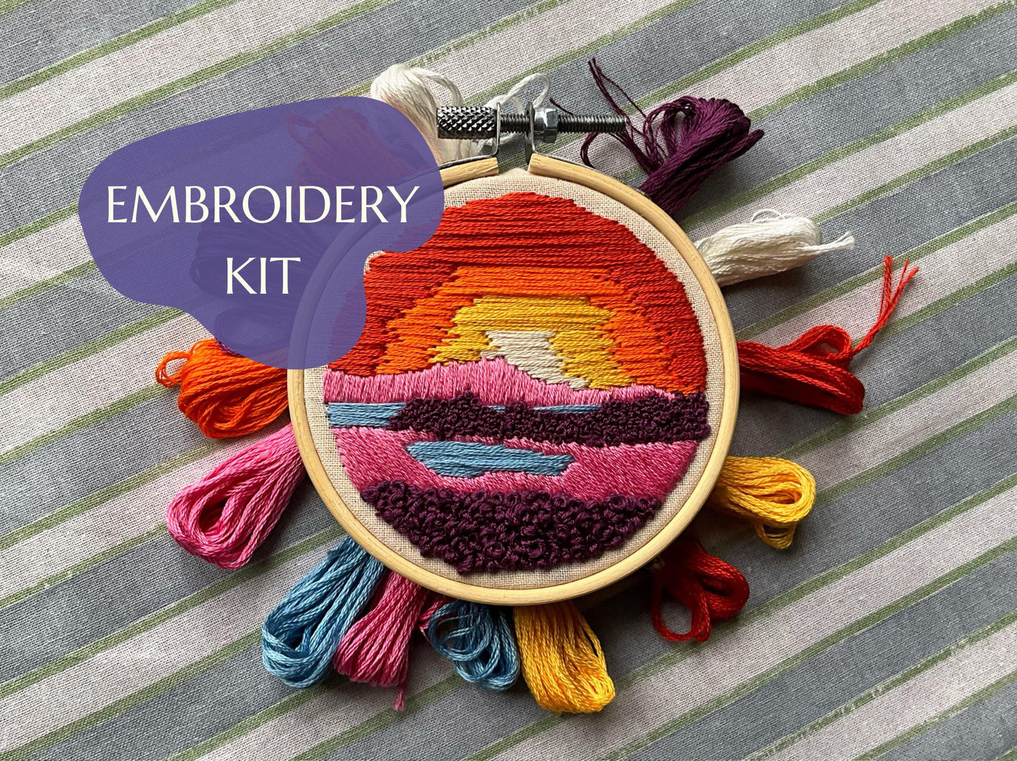 Sunrise on Heather - HAND EMBROIDERY KIT - Scottish Landscapes Collection