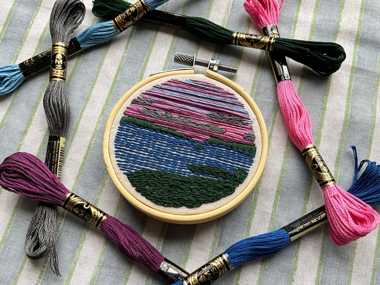 Sunset over Loch - HAND EMBROIDERY KIT - Scottish Landscapes Collection