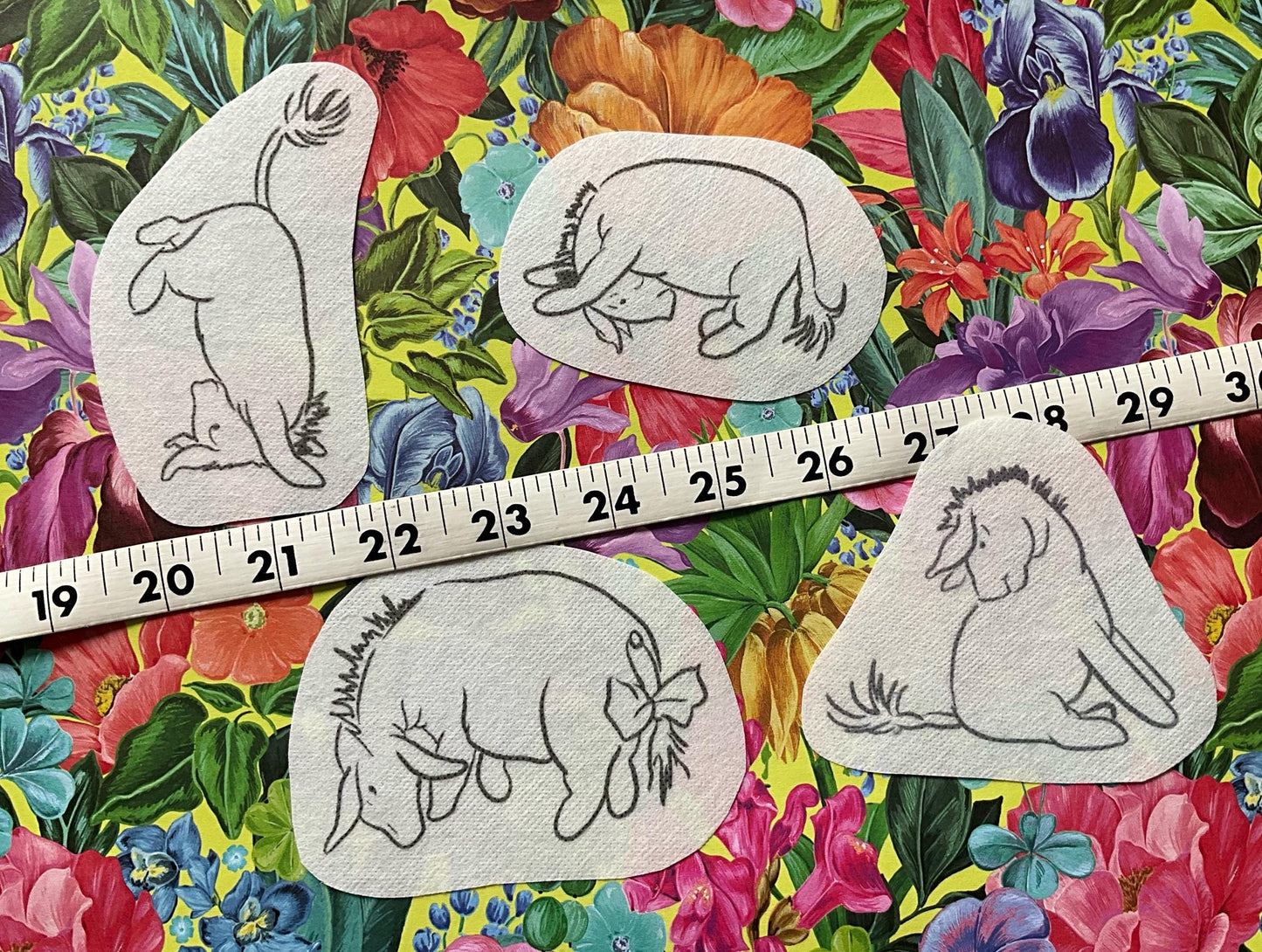 Eeyore’s Tail, Winnie the Pooh STICK & STITCH Embroidery Patches - 4 water soluble stickers - washaway stabiliser