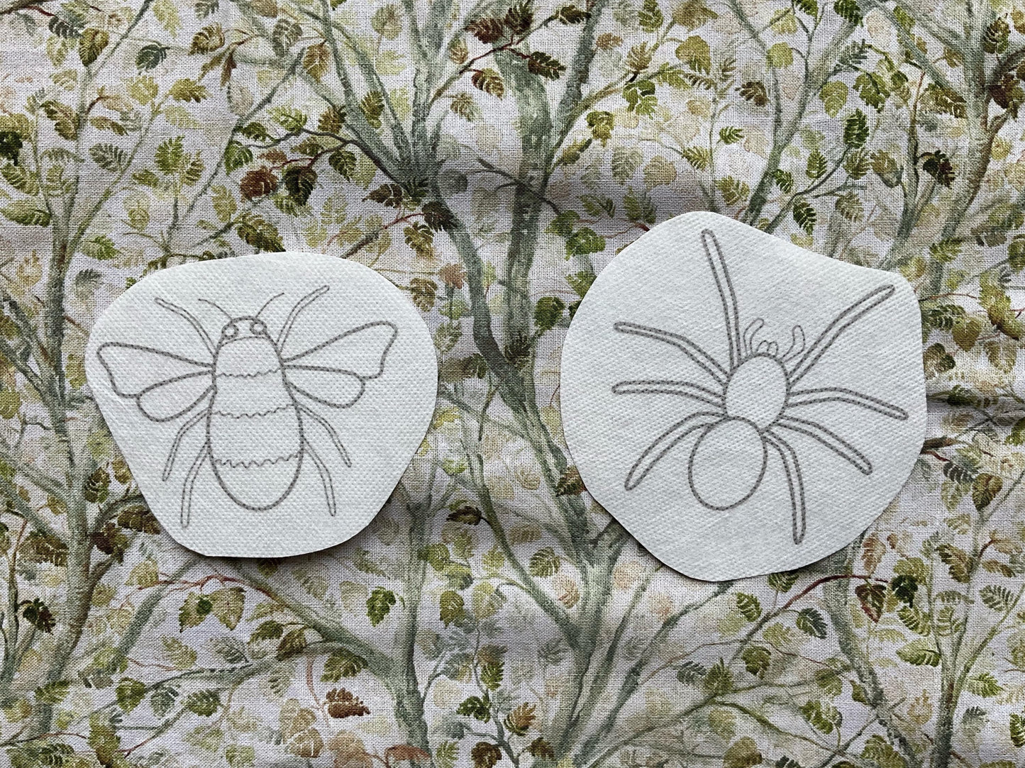 Garden Bugs STICK & STITCH Embroidery Patches - 8 water soluble stickers - dissolvable washaway stabiliser