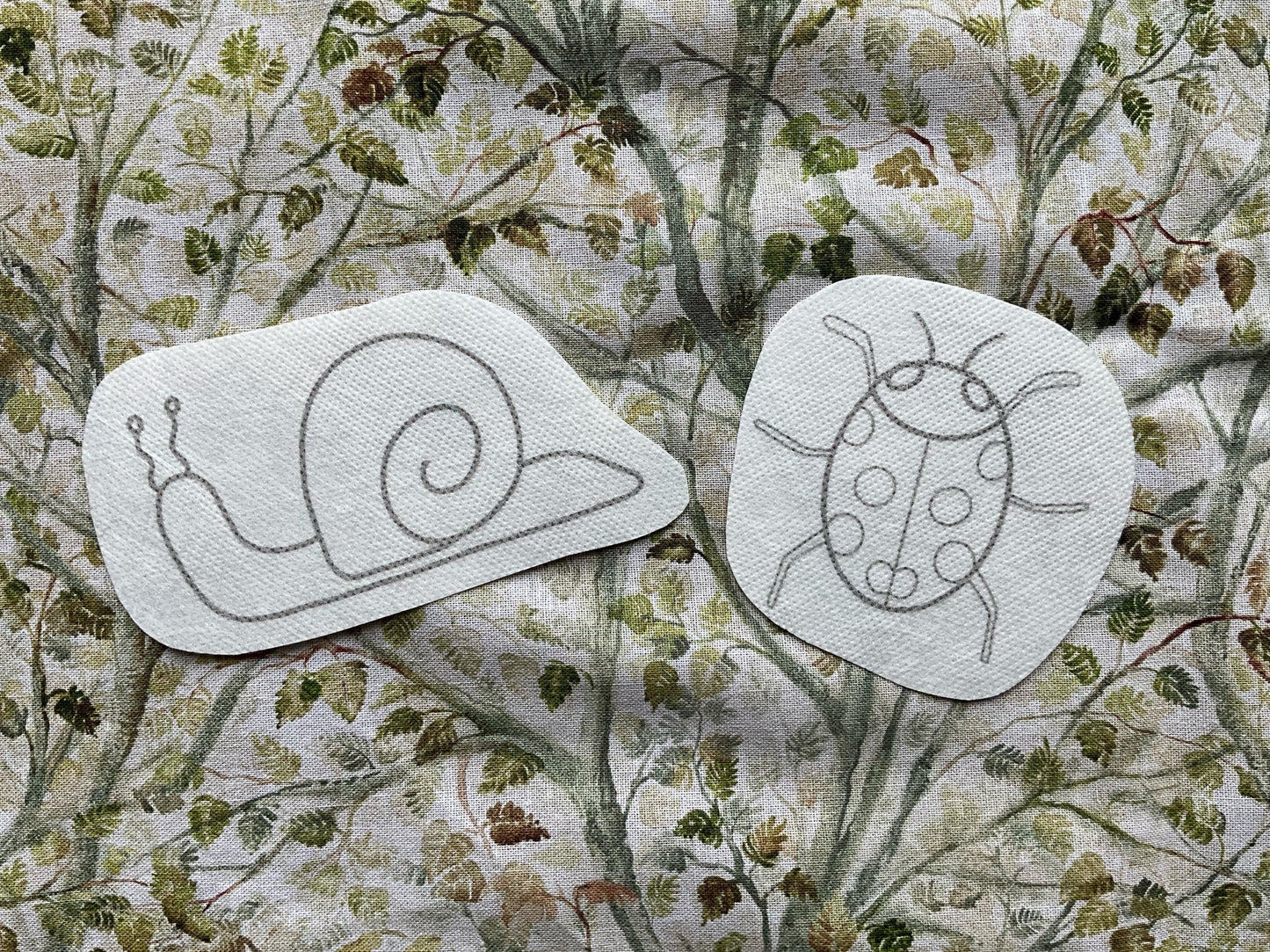 Garden Bugs STICK & STITCH Embroidery Patches - 8 water soluble stickers - dissolvable washaway stabiliser