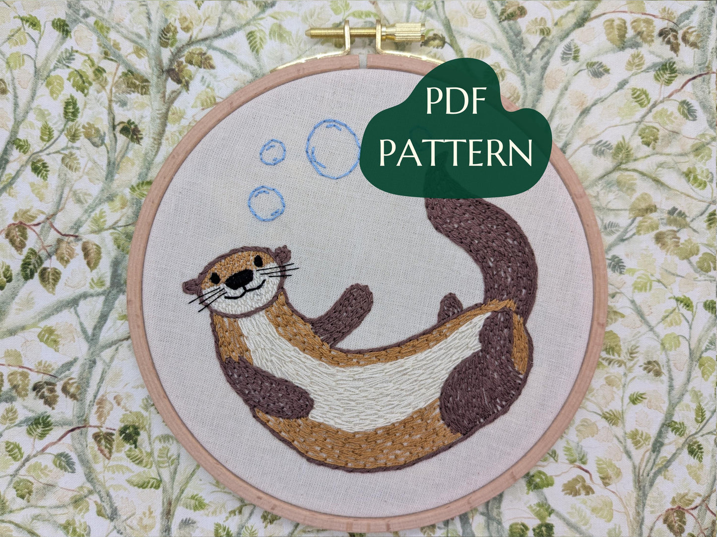 River Sea Otter - HAND EMBROIDERY PATTERN digital pdf