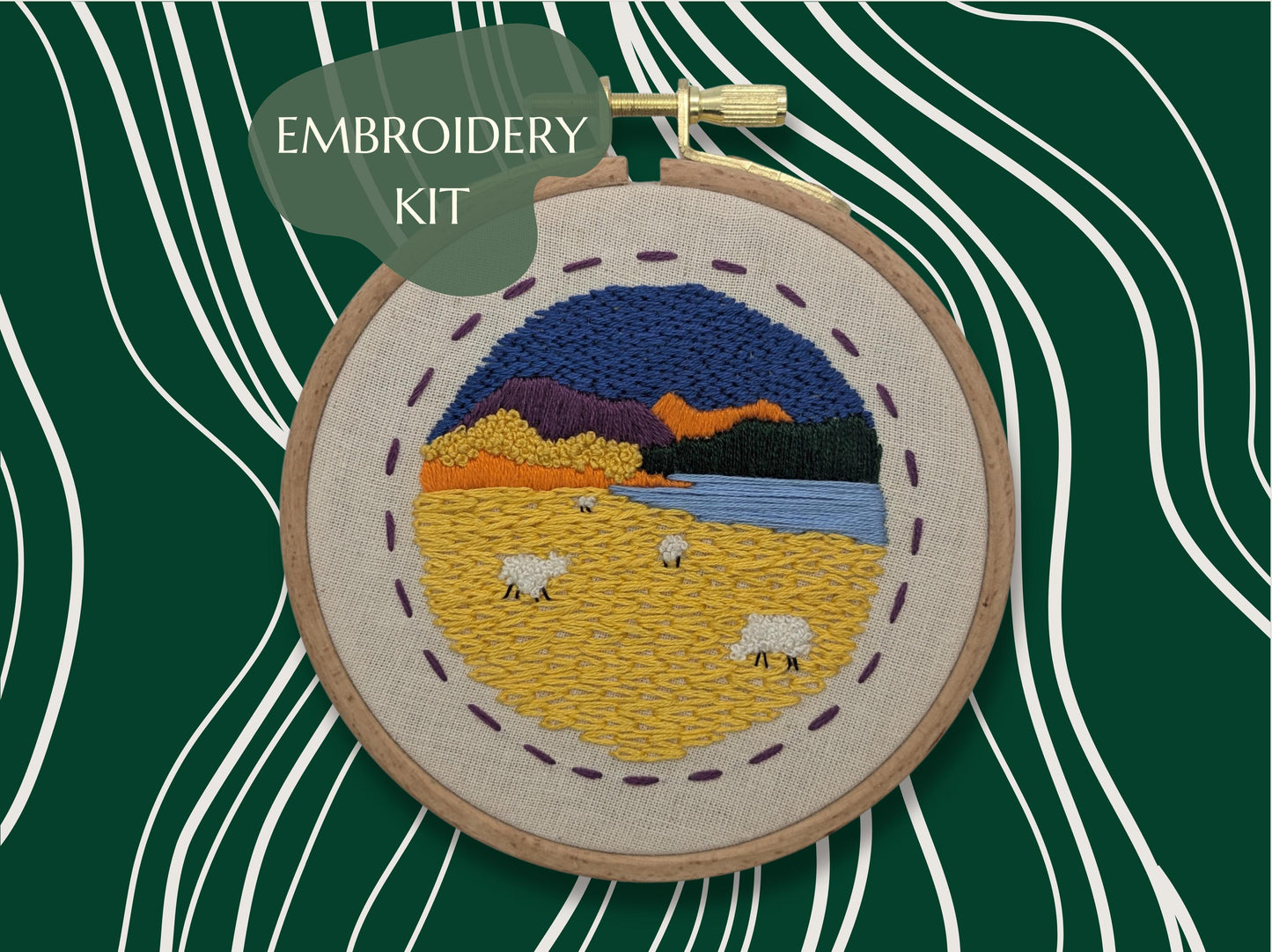 Woolly highland sheep - HAND EMBROIDERY KIT - Scottish Landscapes Collection