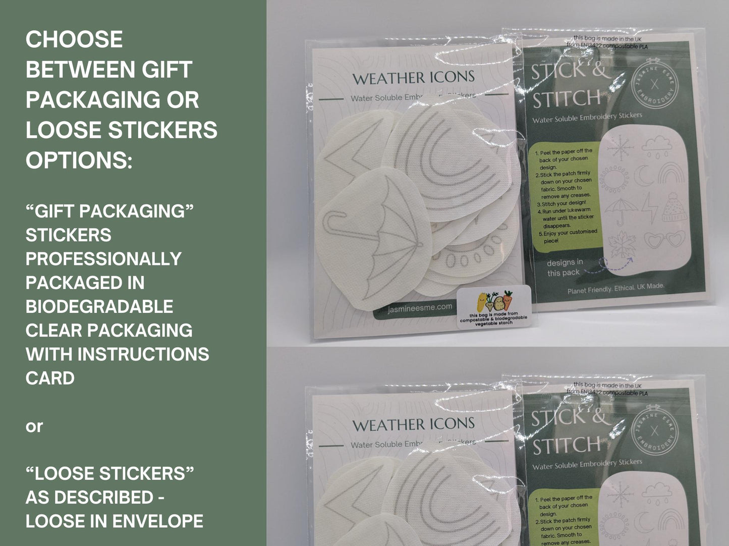 Weather Patterns STICK & STITCH Embroidery Patches - 10 water soluble stickers - dissolvable washaway stabiliser