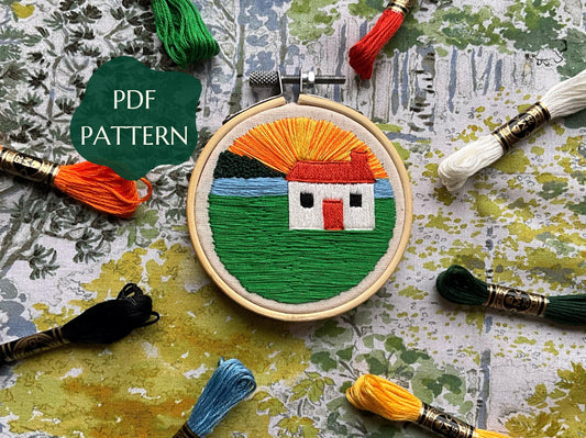Bothy on the Green - HAND EMBROIDERY PATTERN digital pdf
