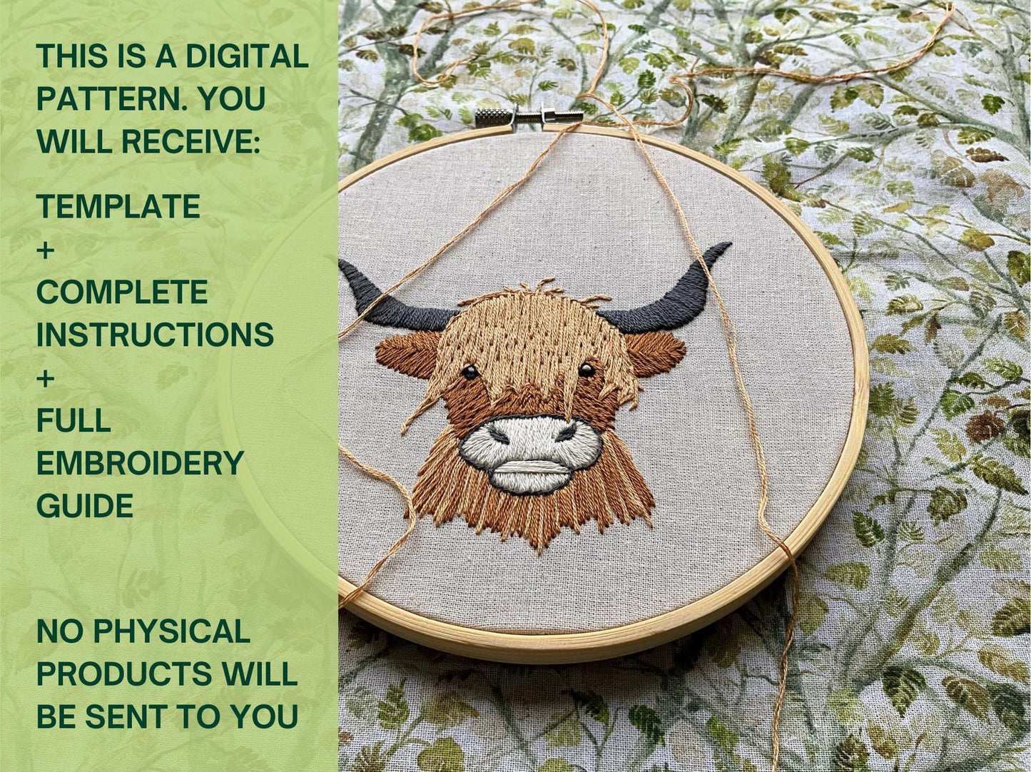 Hamish the Highland Cow - HAND EMBROIDERY PATTERN digital pdf