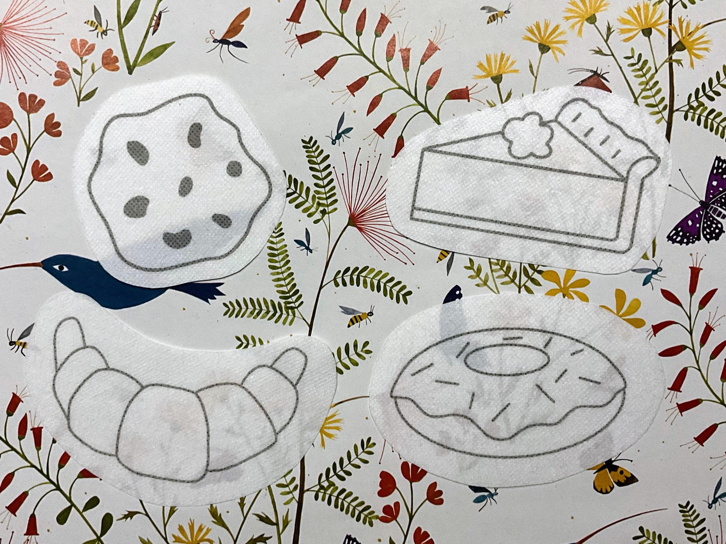 Sweet Treats STICK & STITCH Embroidery Patches - 7 water soluble stickers - washaway stabiliser