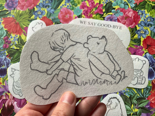 Winnie the Pooh + Friends STICK & STITCH Embroidery Patches - 7 water soluble stickers - washaway stabiliser, gift packaging