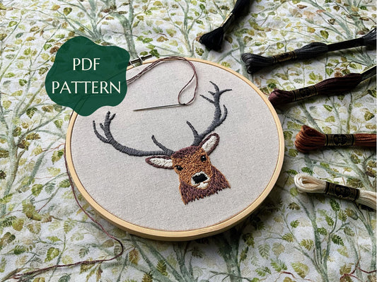 Rabbie the Red Stag - HAND EMBROIDERY PATTERN digital pdf