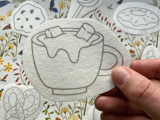 Sweet Treats STICK & STITCH Embroidery Patches - 7 water soluble stickers - washaway stabiliser