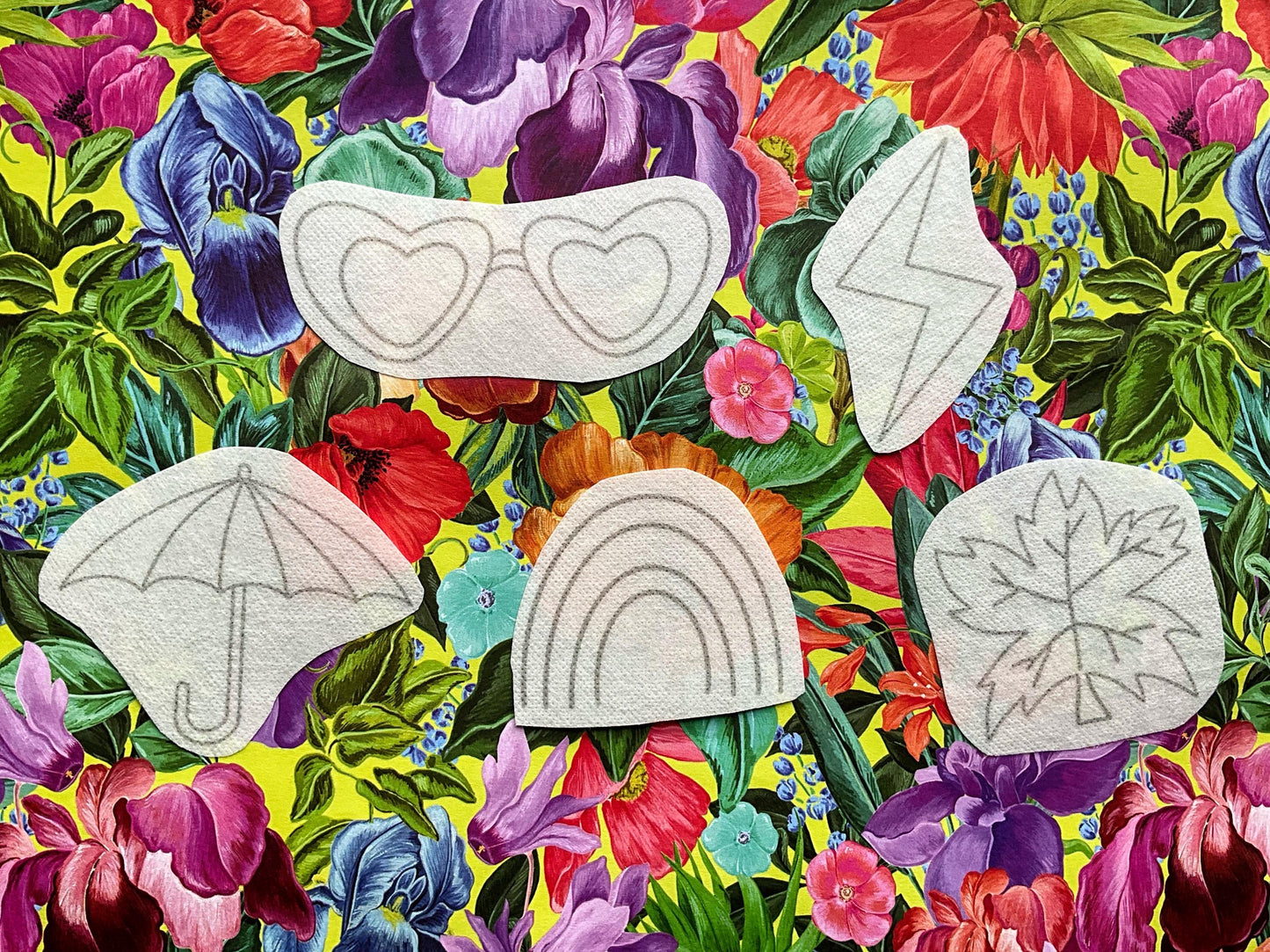 Weather Patterns STICK & STITCH Embroidery Patches - 10 water soluble stickers - dissolvable washaway stabiliser