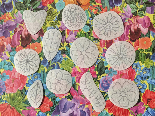 Pretty Flowers STICK & STITCH Embroidery Patches - 11 water soluble stickers - washaway stabiliser