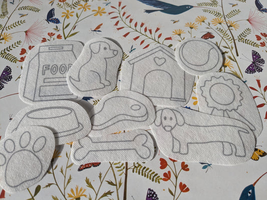 Dog Best Friend STICK & STITCH Embroidery Patches - 10 water soluble stickers - washaway stabiliser gift packaging