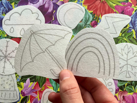 Weather Patterns STICK & STITCH Embroidery Patches - 10 water soluble stickers - dissolvable washaway stabiliser