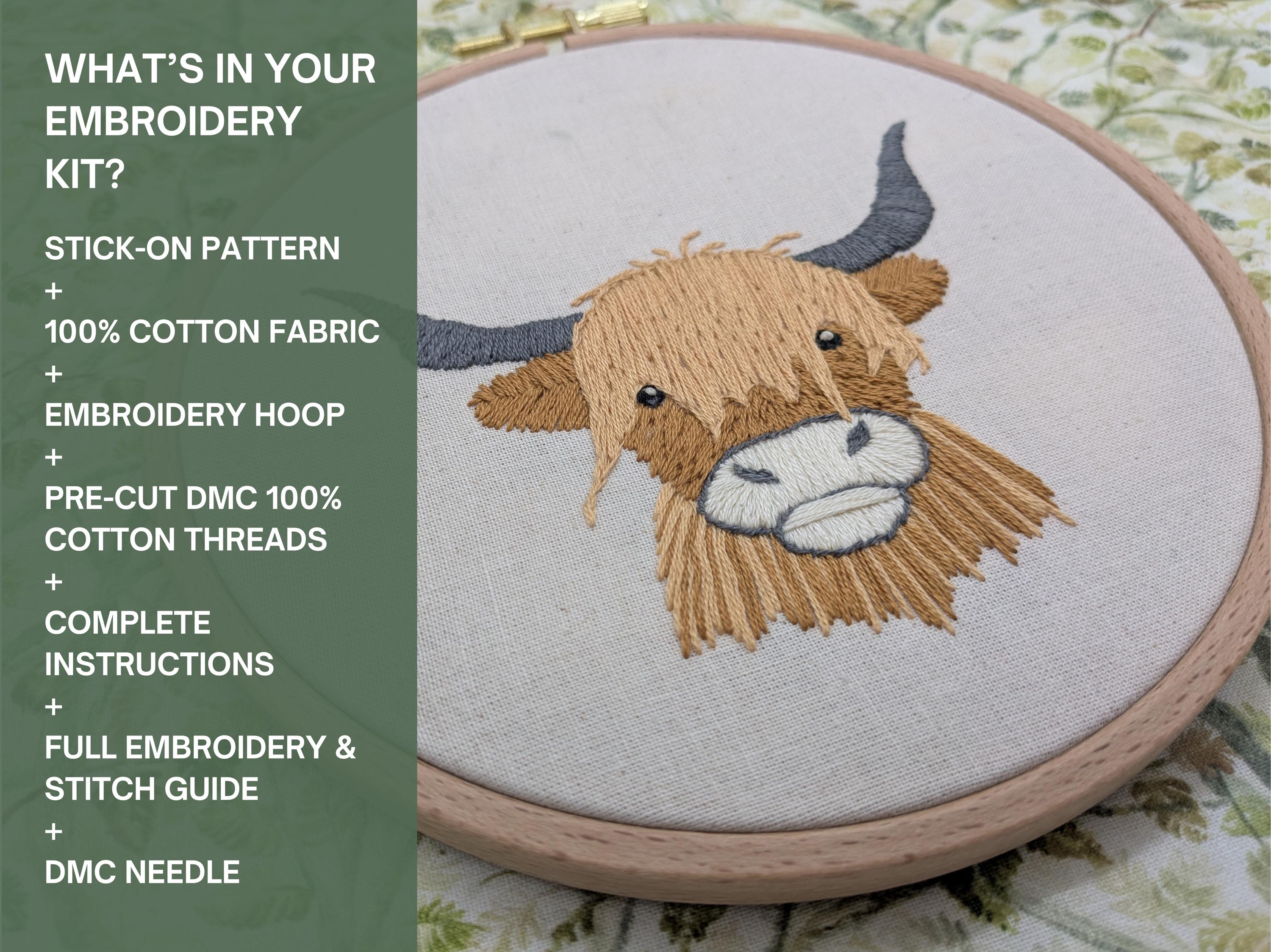 Scottish Highland Cow Embroidery Kit