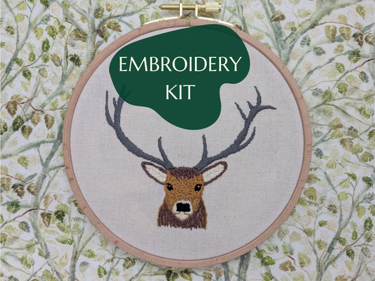 Scottish Red Deer Stag - HAND EMBROIDERY KIT - Scottish Creatures Collection