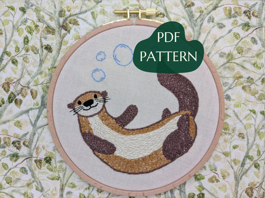 River Sea Otter - HAND EMBROIDERY PATTERN digital pdf