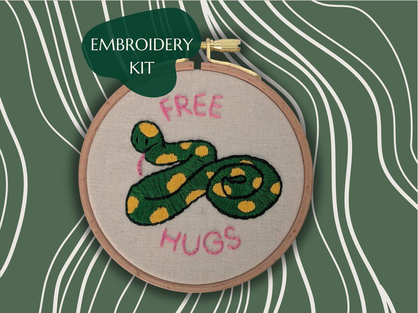 Free Hugs - HAND EMBROIDERY KIT - Snake - Pets Collection