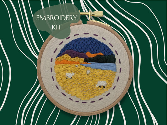 Woolly highland sheep - HAND EMBROIDERY KIT - Scottish Landscapes Collection
