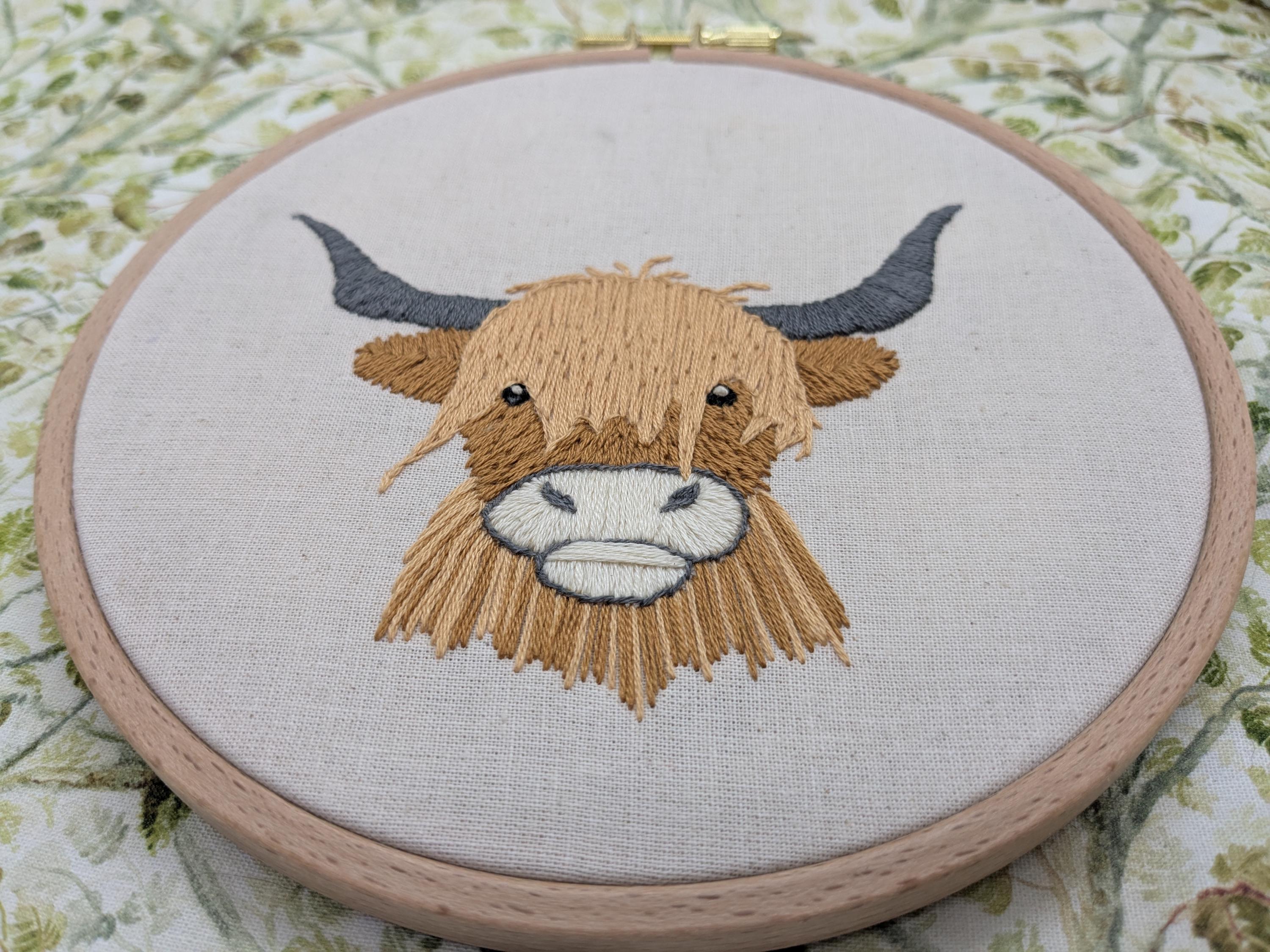 Scottish Highland Cow Embroidery Kit