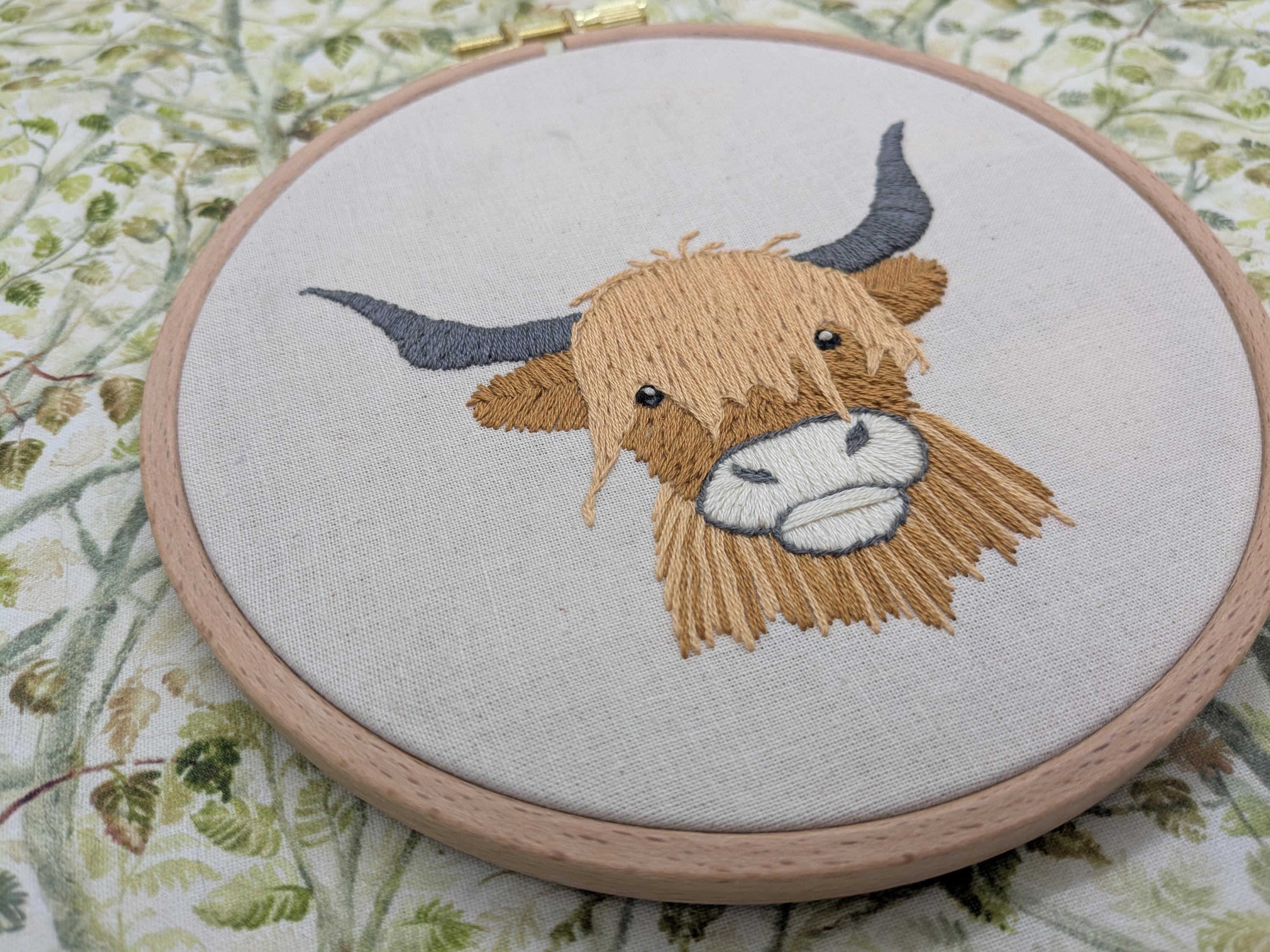 Scottish Highland Cow Embroidery Kit