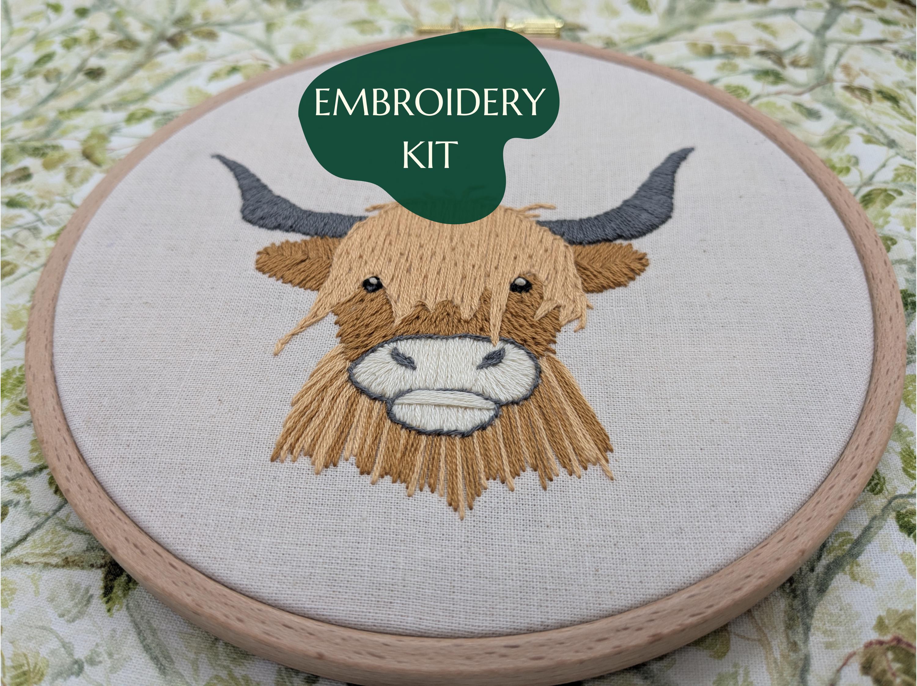 Scottish Highland Cow Embroidery Kit
