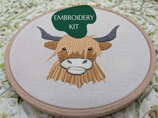 Scottish Highland Cow - HAND EMBROIDERY KIT - Scottish Creatures Collection
