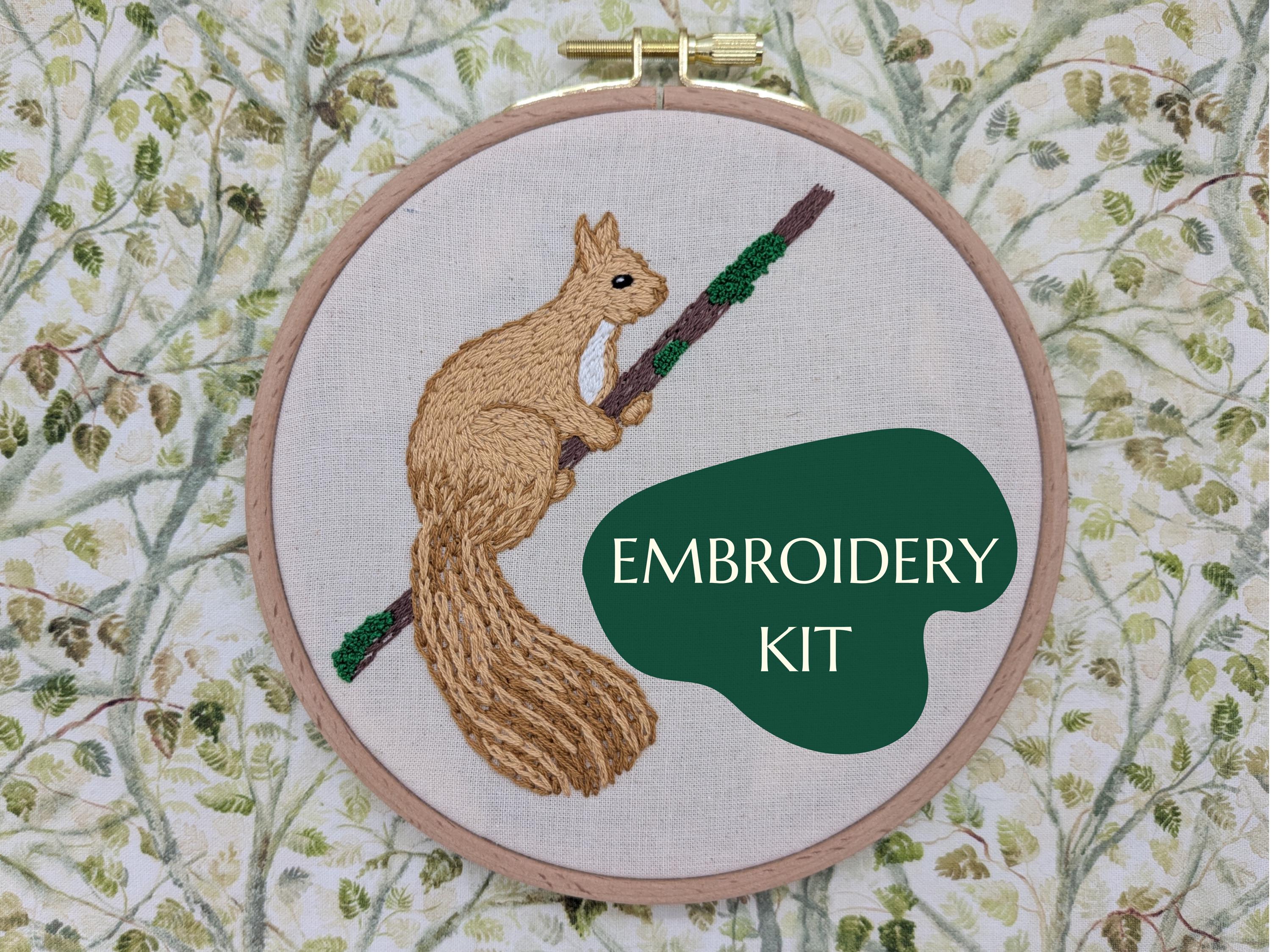 Red Squirrel Embroidery Kit