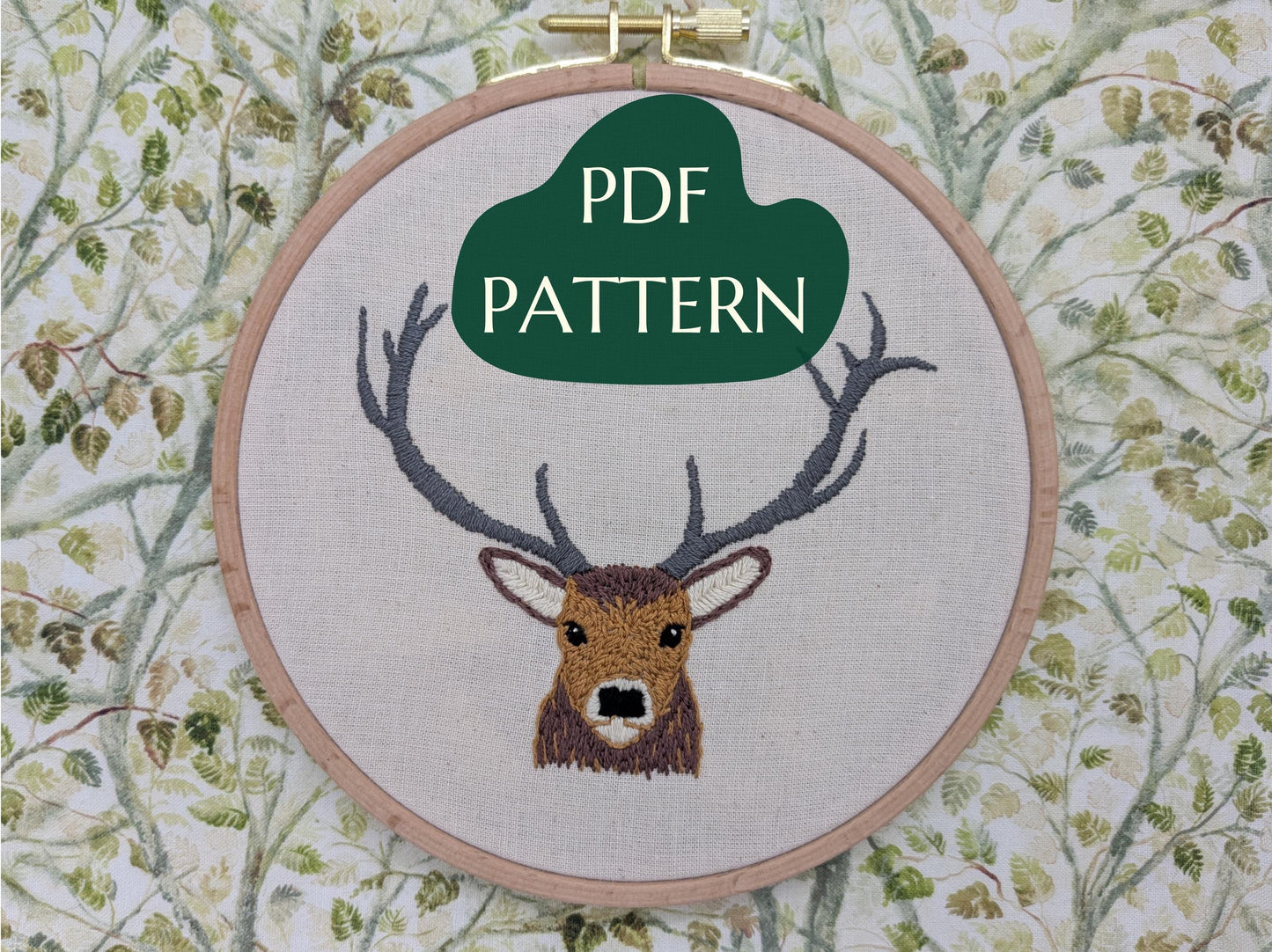 Scottish Red Deer Stag - HAND EMBROIDERY PATTERN digital pdf