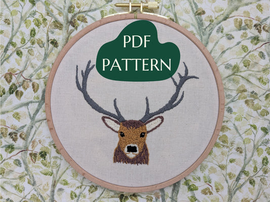 Scottish Red Deer Stag - HAND EMBROIDERY PATTERN digital pdf