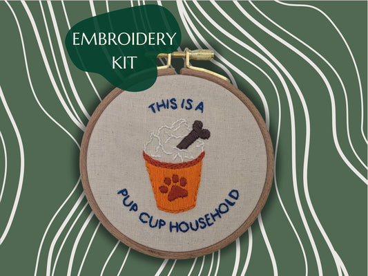 Pup Cup Puppuccino - HAND EMBROIDERY KIT - Dog - Pets Collection