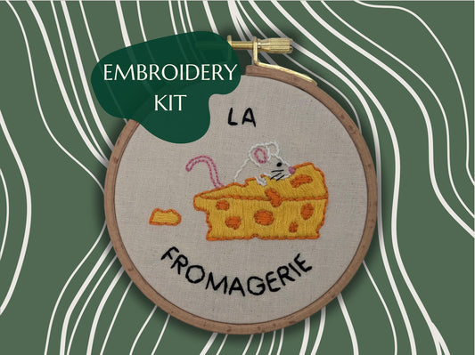 Mature Mouse - HAND EMBROIDERY KIT - Cheese Thief - Pets Collection